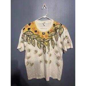 VTG India Ink Hand Painted Women's T-Shirt Abstract Bling Art Singlestitch SZ OS